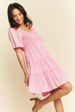 Davi & Dani Jacquard Checker Smocking Tiered Dress Casual Dresses