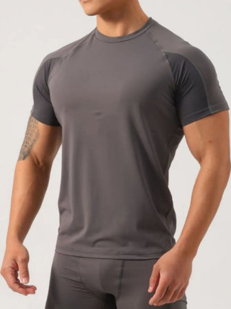 Men's Plus Size Round Neck Short Sleeve T-Shirt Gray