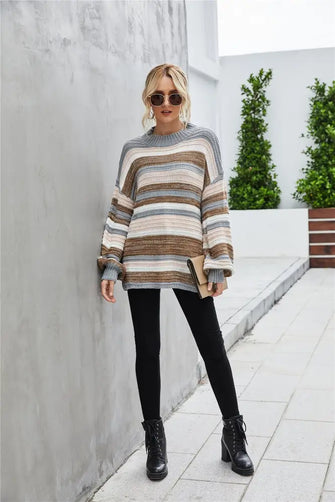 Angel Wings Round Neck Dropped Shoulder Sweater Multicolor Sweater Pullovers