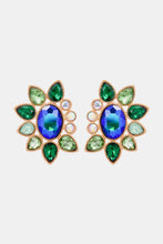 Geometrical Shape Glass Stone Dangle Earrings Green One Size