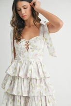 MABLE Floral Print Shoulder Tie Layered Mini Dress Casual Dresses