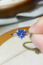 1 Carat Moissanite Heart-Shaped Platinum-Plated Ring in Blue Rings