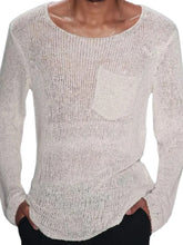 Men's Plus Size Round Neck Long Sleeve Knit T-Shirt Ivory