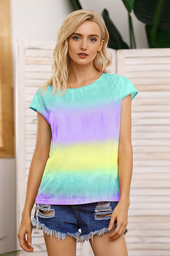 Ivy Lane Tie Dye Round Neck Short Sleeve Tee Multicolor