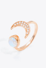 Natural Moonstone and Zircon Sun & Moon Open Ring Rings