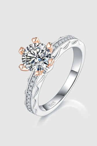 1 Carat Moissanite 925 Sterling Silver Ring Silver