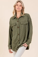 BOMBOM Checkered Button Down Dropped Shoulder Shacket Moss Woman Outerwear