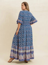 Plus Size Printed Surplice Half Sleeve Dress Casual Dresses