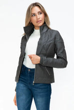 YMI Faux Layered Double-Zipper Jacket with Fuzzy Hood Woman Outerwear