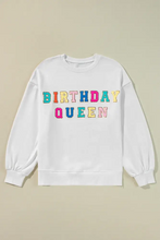 BIRTHDAY QUEEN Sequin Round Neck Long Sleeve Sweatshirt Woman Sweatshirts