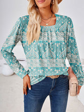 Full Size Square Neck Long Sleeve Blouse Woman Blouses