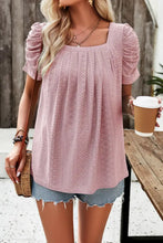 Devine Eyelet Square Neck Puff Sleeve T-Shirt Woman T Shirts