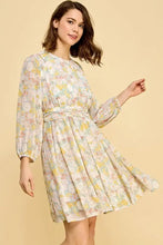 Lime 'N' Chili Chiffon Floral Print Belted Dress with Back Zipper Casual Dresses
