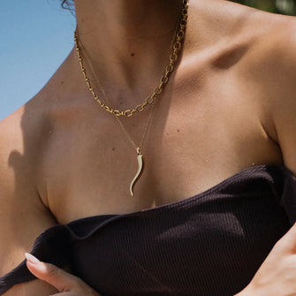 2-Piece 18K Gold-Plated Pepper Pendant Necklace Gold One Size