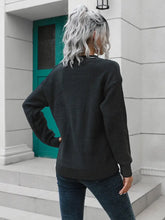 Dropped Shoulder Button Detail Sweater Sweater Pullovers