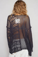 POL Open-Front Crochet Oversized Cardigan