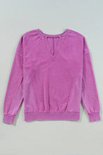 Notched Drop Shoulder Long Sleeve Sweatshirt Woman Sweatshirts