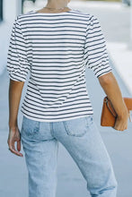 Striped Half Puff Sleeve Square Neck T-Shirt Woman T Shirts