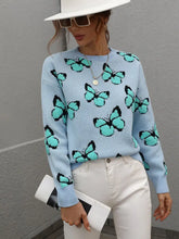 Woven Right Butterfly Dropped Shoulder Crewneck Sweater Sweater Pullovers