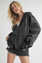 Aemi+Co Exposed Seam Zip Up Drawstring Hooded Jacket Woman Outerwear