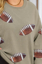 Plus Size Sequin Football Dropped Shoulder Sweatshirt Woman Sweatshirts