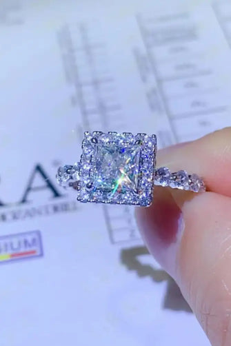 Adored 1 Carat Moissanite Square Ring White Rings