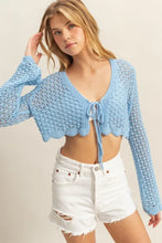 HYFVE Tied Front Crochet Cropped Cardigan Pastel Blue