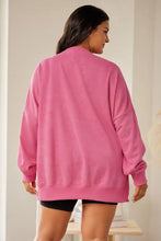 Plus Size Round Neck Drop Shoulder Slit Sweatshirt Woman Sweatshirts