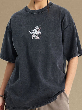 Men's Graphic Round Neck Half Sleeve T-Shirt Black