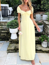 Devine Sweetheart Neck Short Sleeve Maxi Dress Woman Maxi Dress