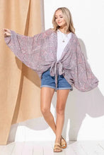 And The Why Sheer Front Tie Knot Oversized Kimono Wrap Cover Up Woman Outerwear