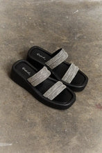 Qupid Bright Mind Platform Wedge Rhinestone Sandal Woman Slippers