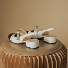 Contrast Round Toe Block Heel Mary Jane Shoes woman pumps