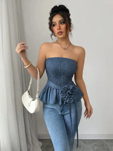 Flower Smocked Tube Top Tanks & Camis