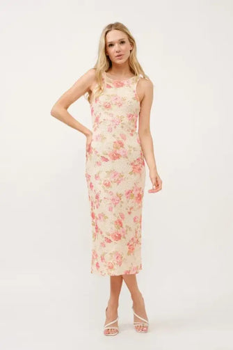 And The Why Floral Fishnet Bodycon Midi Dress Multi Casual Dresses