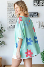 HOPELY Floral Waffle Oversize T-Shirt Woman T Shirts