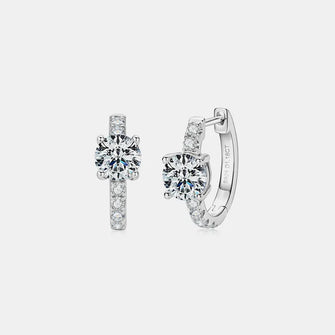 2.36 Carat Moissanite Zircon 925 Sterling Silver Hoop Earrings Silver One Size