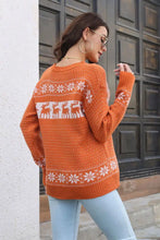 Reindeer & Snowflake Pattern Dropped Shoulder Pullover Sweater Sweater Pullovers