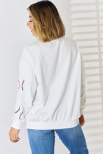 Sequin Baseball Round Neck Dropped Shoulder Sweatshirt Woman Sweatshirts