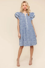 Haptics Double Ruffle Sleeve Dress with Side Pockets Navy