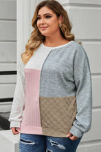 Plus Size Long Sleeve Color Block Top Woman Blouses