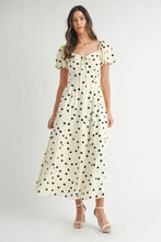 MABLE Polka Dot Puff Sleeve Midi Dress Casual Dresses