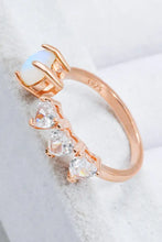 Natural Moonstone and Zircon Heart Open Ring Rings