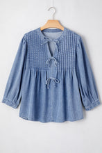 Bow Tie Long Sleeve Denim Top