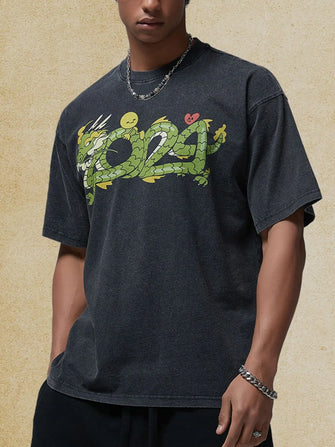 Men's Graphic Round Neck Half Sleeve T-Shirt Black
