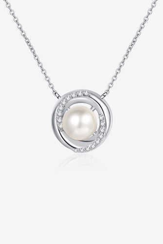 Moissanite Pearl Rhodium-Plated Necklace Silver One Size