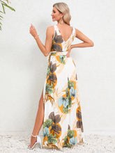 Slit Tied Printed Surplice Dress Woman Maxi Dress