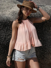 Ruched Peplum Round Neck Tank Tanks & Camis