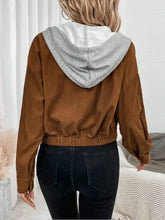 Button Up Drawstring Hooded Jacket Woman Outerwear