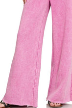 Zenana Acid Wash Fleece Palazzo Sweatpants with Pockets